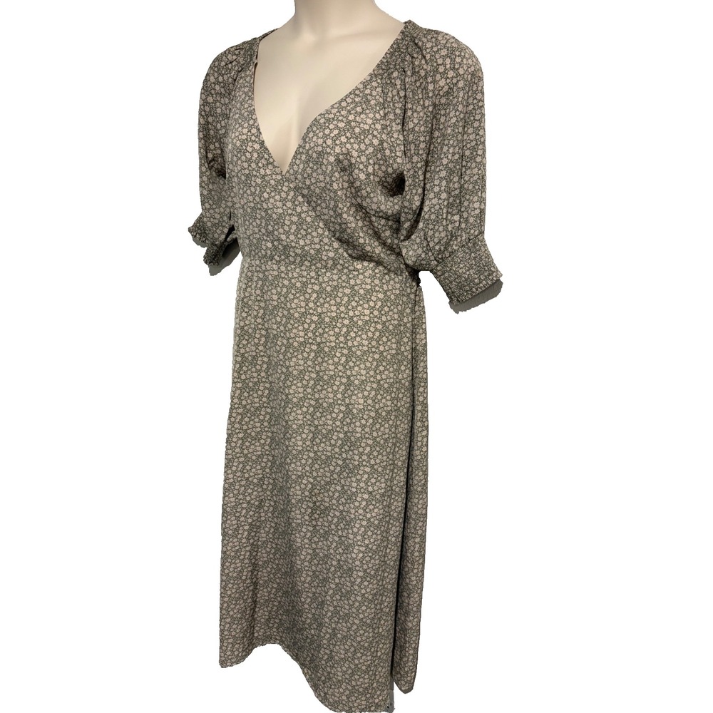 Lulus Sage Green Floral Maxi Dress~Sz XL~ Surplice V Nk Fit & Flare Cottagecore